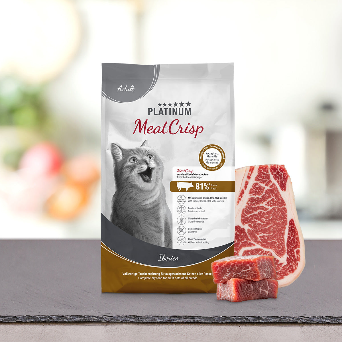 Vrečka PLATINUM MeatCrisp Adult Iberico 1,5 kg s svežim mesom